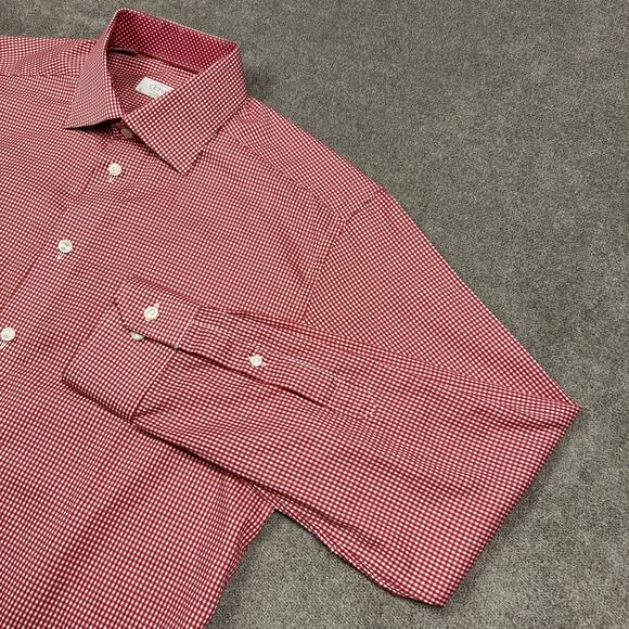 Eton Dress Shirt Mens 16/39 (L) Red Gingham Check Contemporary Picnic Plaid - Picture 1 of 9